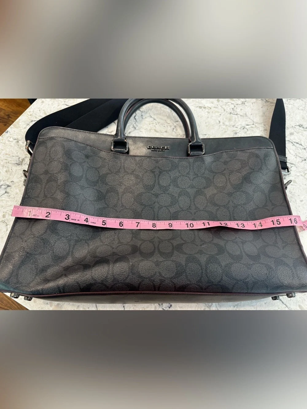 Coach Graham Slim Briefcase in Black Signature Canvas #589
